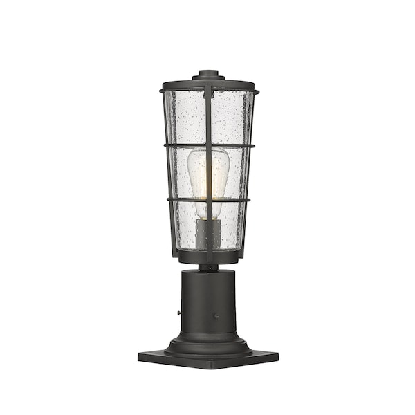Z-Lite Helix 1 Light Outdoor Pier Mounted Fixture, Black And Clear Seedy 591PHM-533PM-BK - main